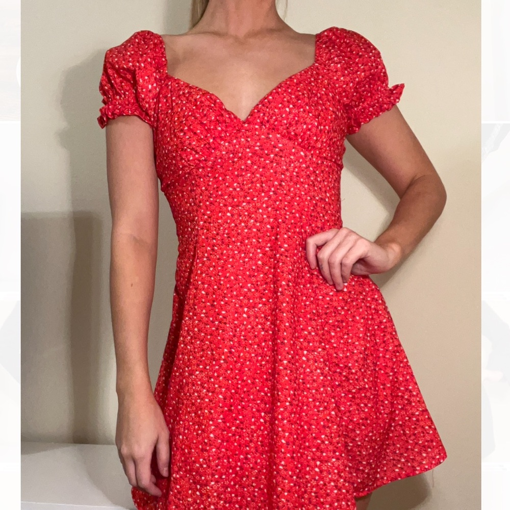 red floral baby doll dress